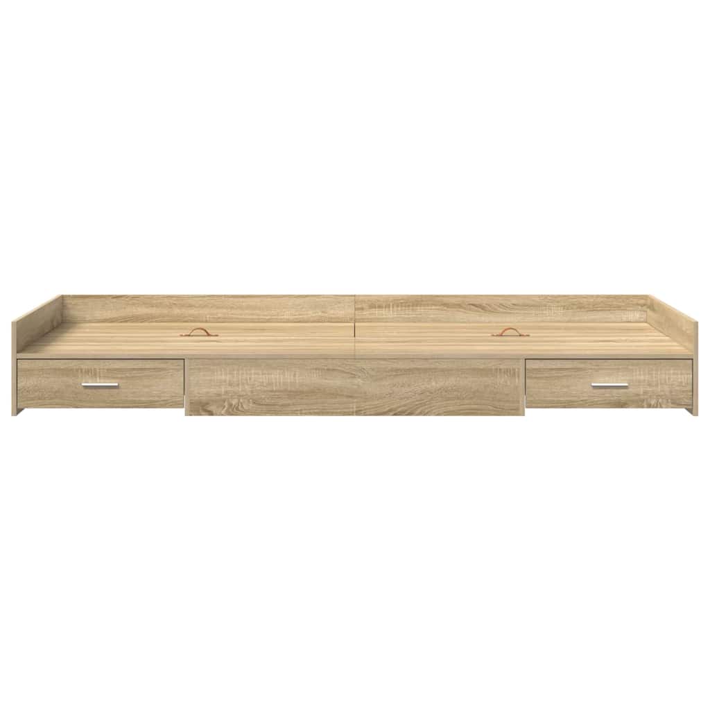 Opbergbedframe met hoofdeinde Sonoma Eiken 100 x 200 cm Bewerkt hout