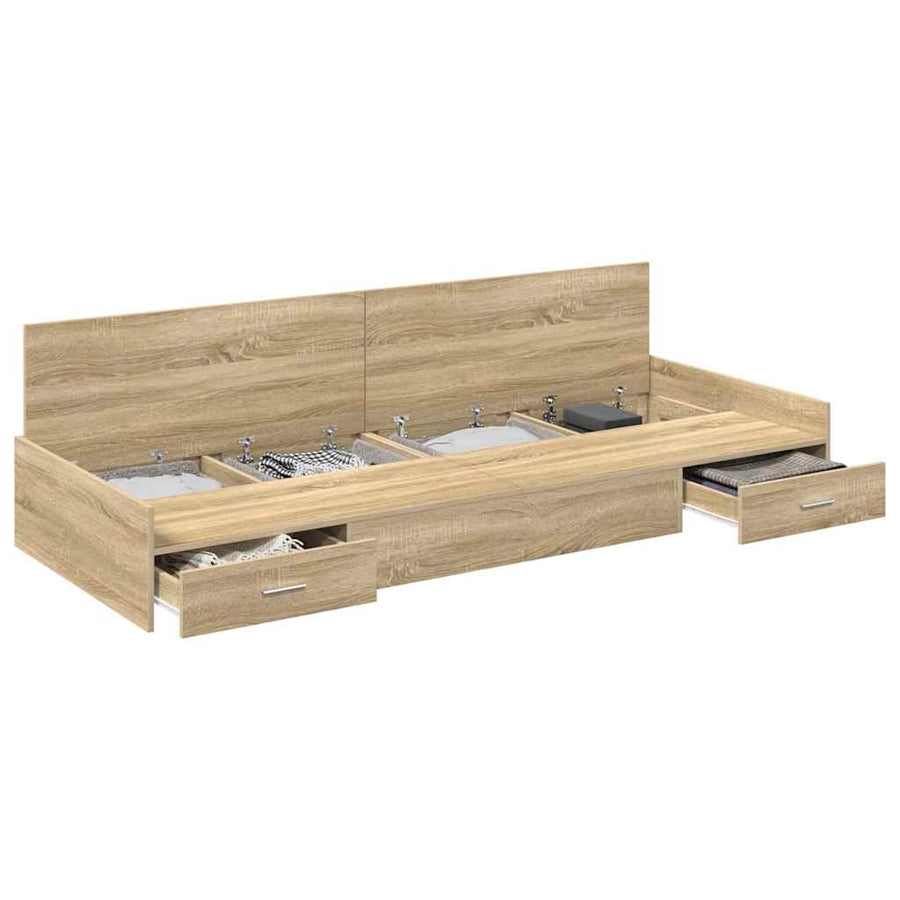 Opbergbedframe met hoofdeinde Sonoma Eiken 100 x 200 cm Bewerkt hout