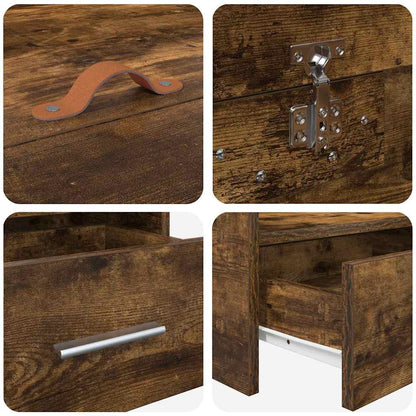 Opbergbedframe met hoofdeinde Gerookt eiken 100 x 200 cm Bewerkt hout