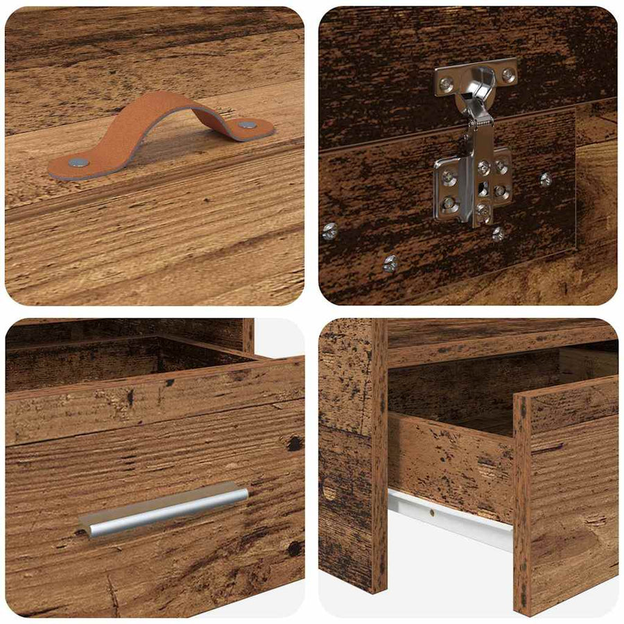 Opbergbedframe met hoofdeinde Oud Hout 100 x 200 cm Bewerkt hout