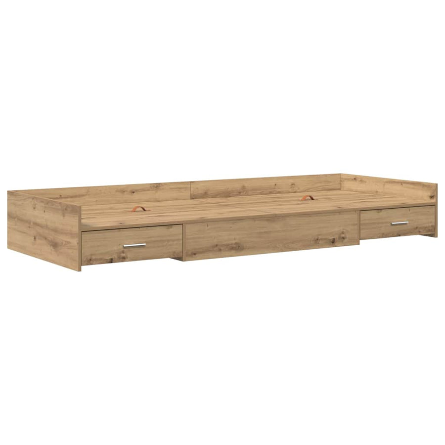 Opbergbedframe met hoofdeinde Artisan Eiken 100 x 200 cm Bewerkt hout