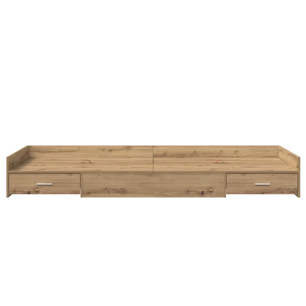 Opbergbedframe met hoofdeinde Artisan Eiken 100 x 200 cm Bewerkt hout