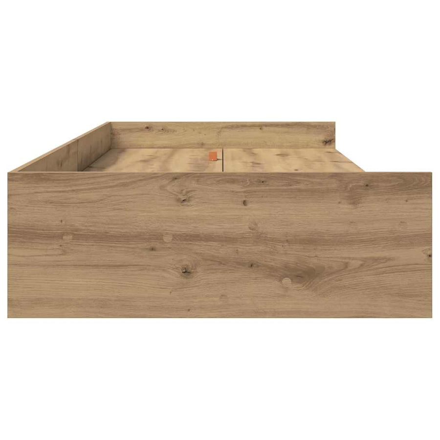 Opbergbedframe met hoofdeinde Artisan Eiken 100 x 200 cm Bewerkt hout