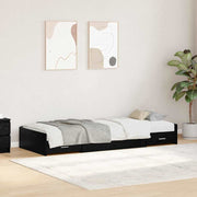 Bedframe 90x200 cm zwart eiken met hoofdeinde