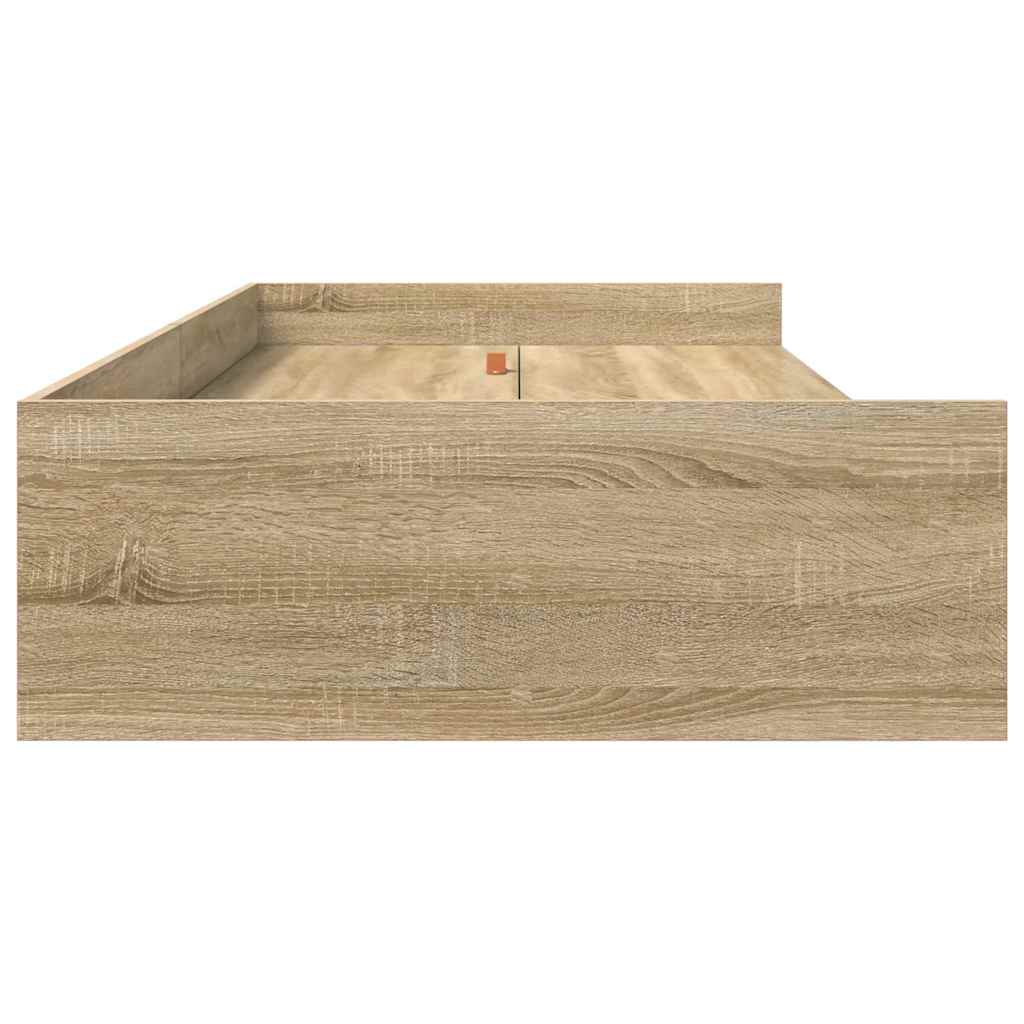 Opbergbedframe met hoofdeinde Sonoma Eiken 90 x 200 cm Bewerkt hout