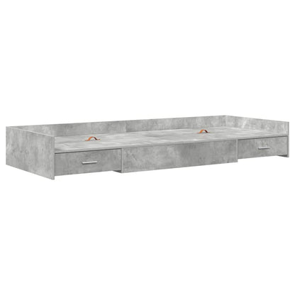 Opbergbedframe met hoofdeinde Beton Grijs 90 x 200 cm Bewerkt hout