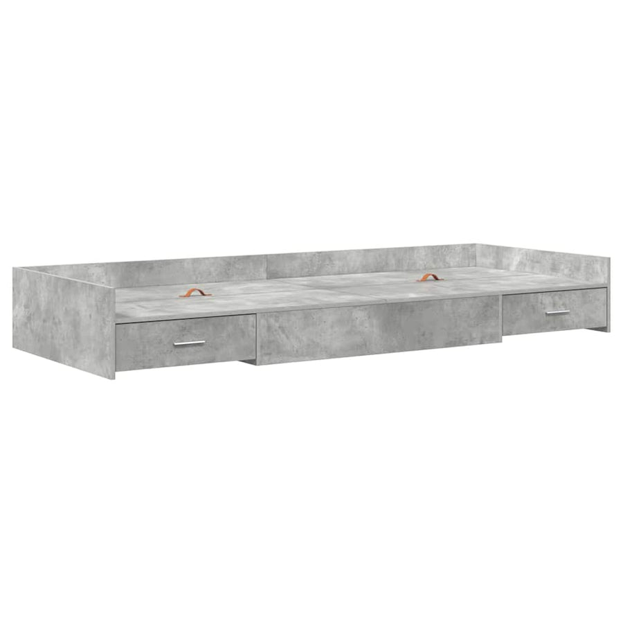 Opbergbedframe met hoofdeinde Beton Grijs 90 x 200 cm Bewerkt hout