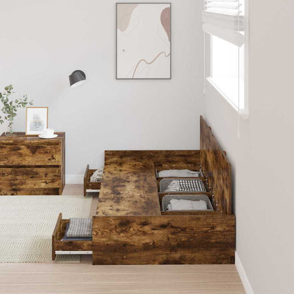 Opbergbedframe met hoofdeinde Oud Hout 90 x 200 cm Bewerkt hout