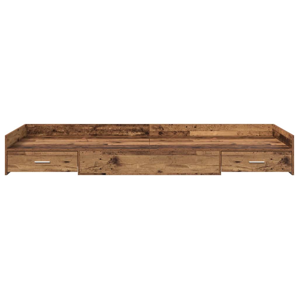 Opbergbedframe met hoofdeinde Oud Hout 90 x 200 cm Bewerkt hout