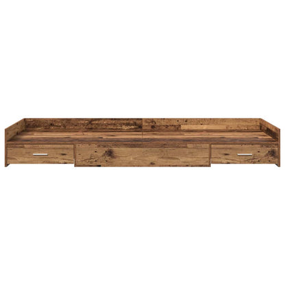 Opbergbedframe met hoofdeinde Oud Hout 90 x 200 cm Bewerkt hout