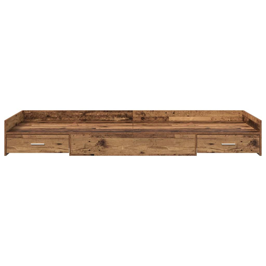 Opbergbedframe met hoofdeinde Oud Hout 90 x 200 cm Bewerkt hout