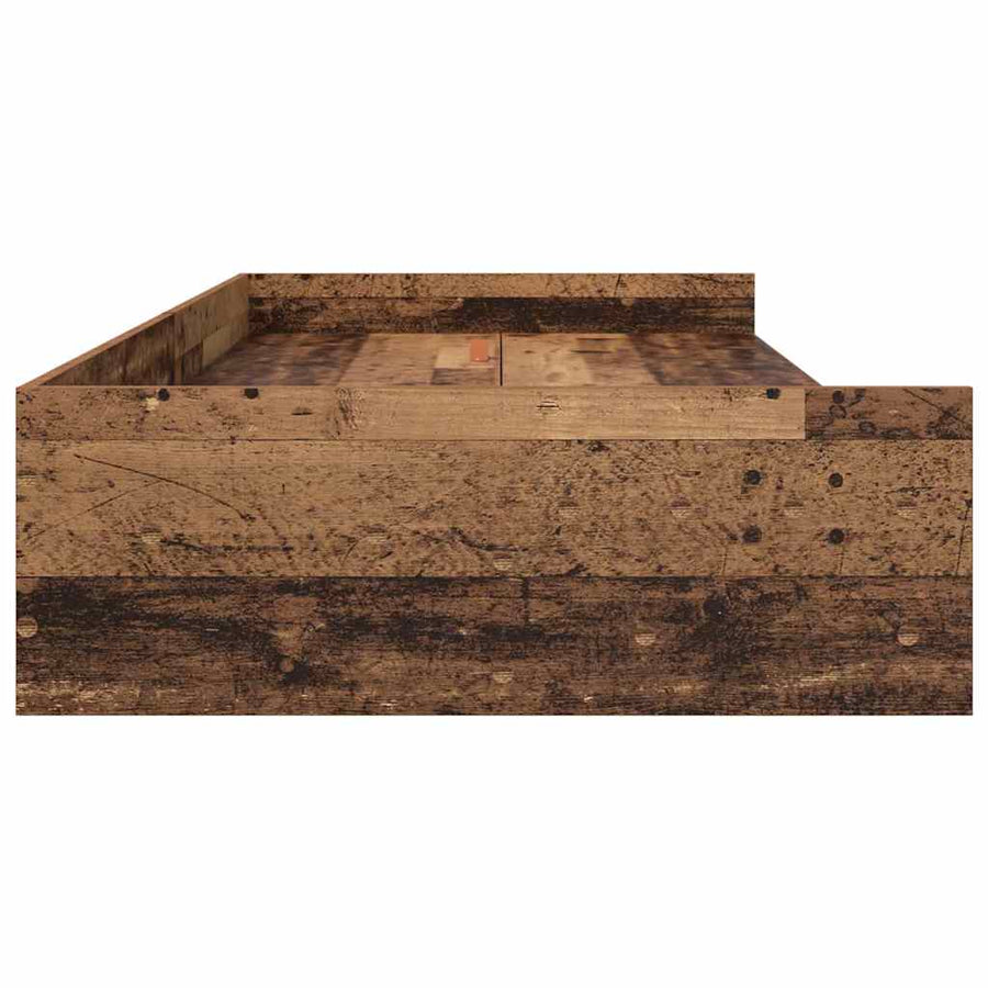 Opbergbedframe met hoofdeinde Oud Hout 90 x 200 cm Bewerkt hout