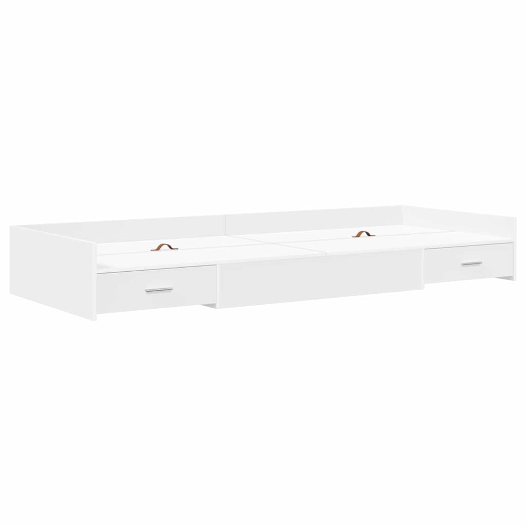 Opbergbedframe met hoofdeinde met lade Wit 80 x 200 cm Bewerkt hout
