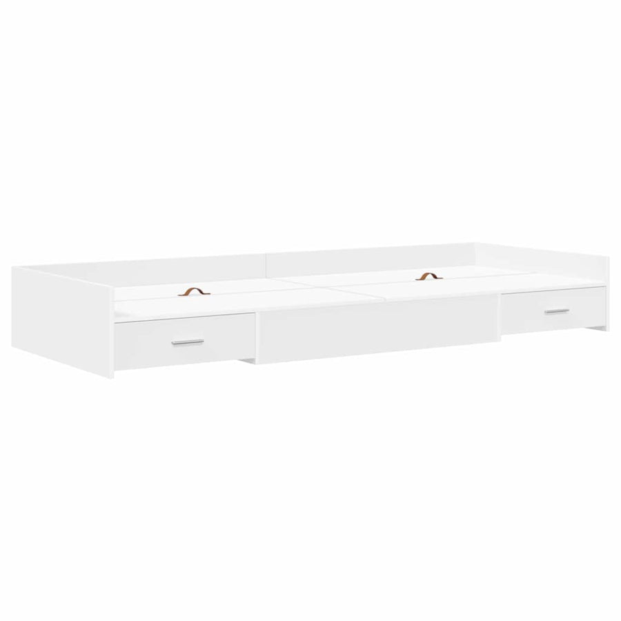 Opbergbedframe met hoofdeinde met lade Wit 80 x 200 cm Bewerkt hout