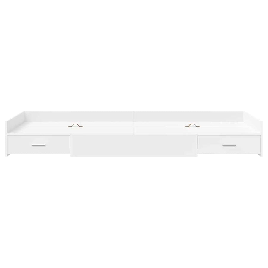 Opbergbedframe met hoofdeinde met lade Wit 80 x 200 cm Bewerkt hout