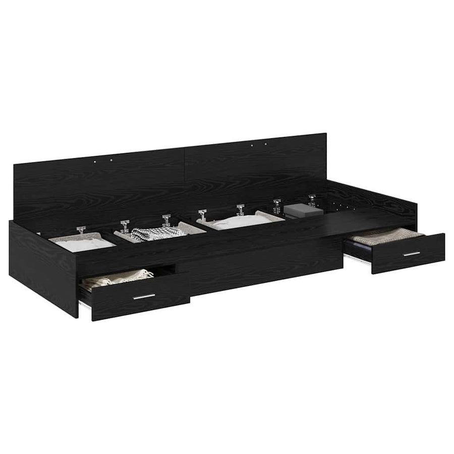 Opbergbedframe met hoofdeinde Zwart Eiken 80 x 200 cm Bewerkt hout