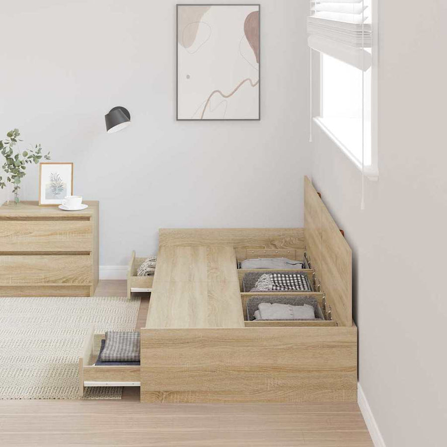 Opbergbedframe met hoofdeinde Sonoma Eiken 80 x 200 cm Bewerkt hout