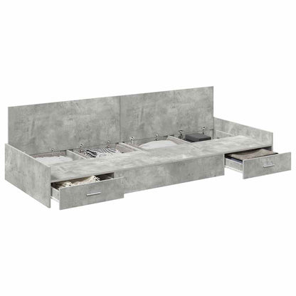 Opbergbedframe met hoofdeinde Beton Grijs 80 x 200 cm Bewerkt hout