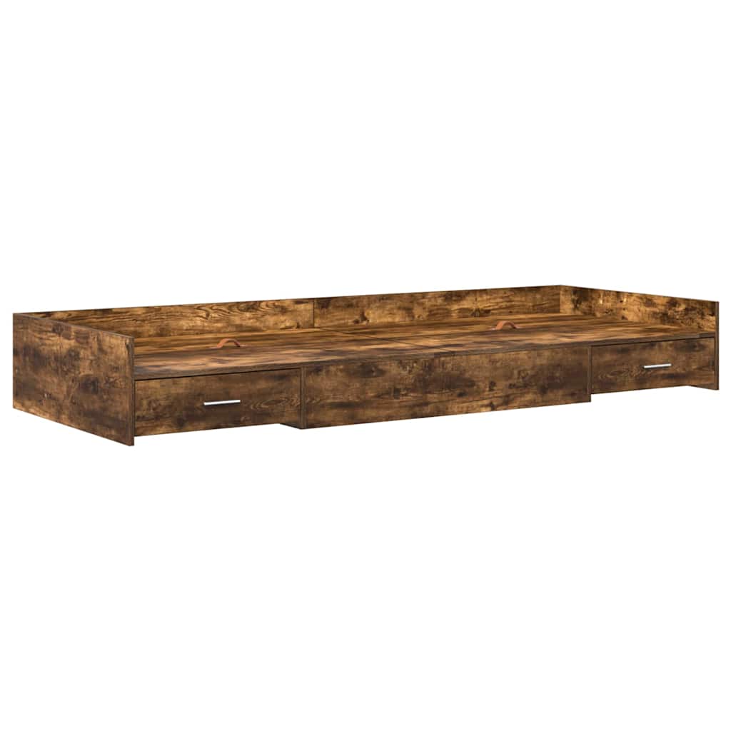 Opbergbedframe met hoofdeinde Gerookt eiken 80 x 200 cm Bewerkt hout