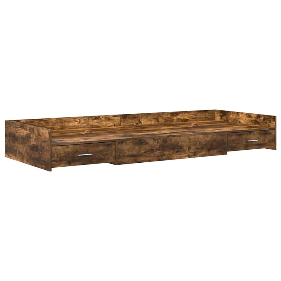Opbergbedframe met hoofdeinde Gerookt eiken 80 x 200 cm Bewerkt hout