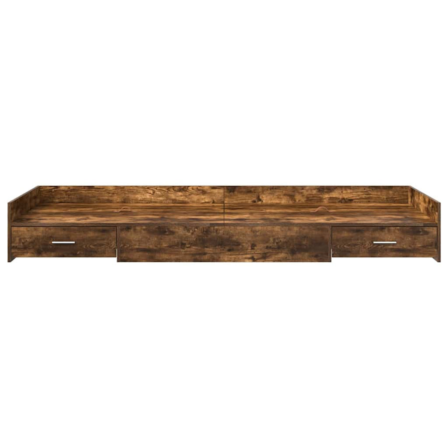 Opbergbedframe met hoofdeinde Gerookt eiken 80 x 200 cm Bewerkt hout