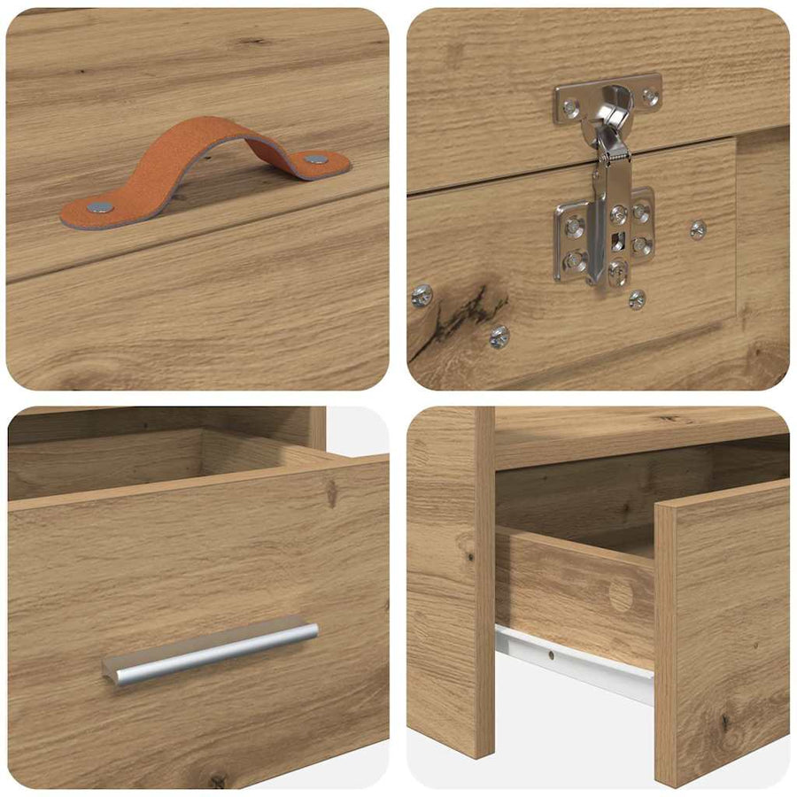 Opbergbedframe met hoofdeinde Artisan Eiken 80 x 200 cm Bewerkt hout