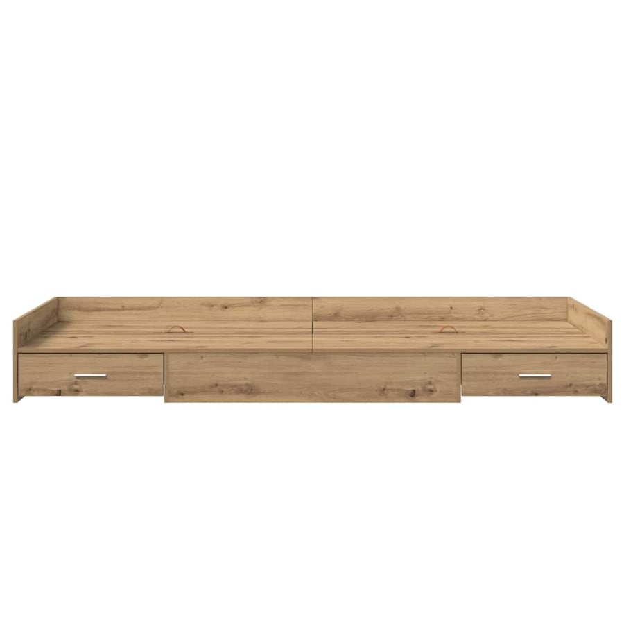 Opbergbedframe met hoofdeinde Artisan Eiken 80 x 200 cm Bewerkt hout