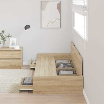 Opbergbedframe met hoofdeinde Sonoma Eiken 80 x 200 cm Bewerkt hout