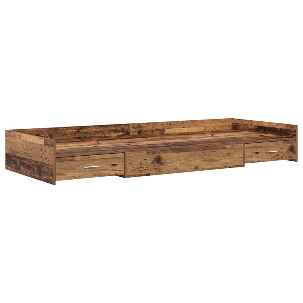 Opbergbedframe met hoofdeinde Oud Hout 80 x 200 cm Bewerkt hout