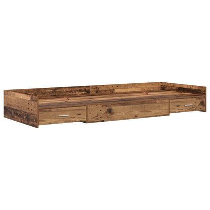 Opbergbedframe met hoofdeinde Oud Hout 80 x 200 cm Bewerkt hout