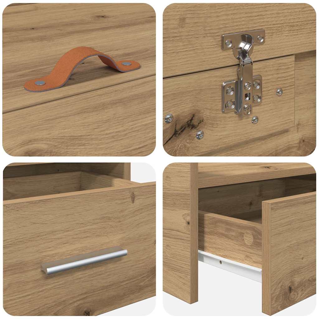 Opbergbedframe met hoofdeinde Artisan Eiken 80 x 200 cm Bewerkt hout