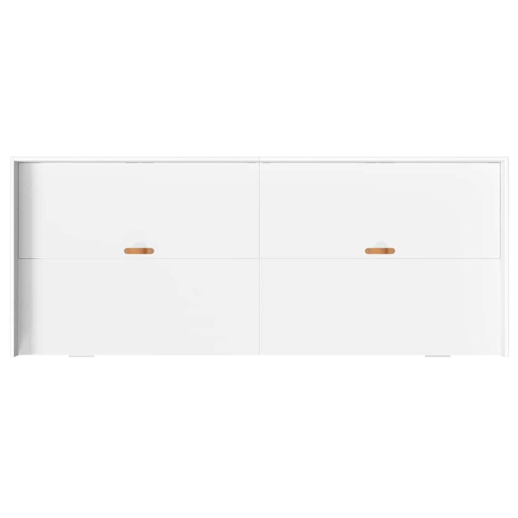 Opbergbedframe met hoofdeinde met lade Wit 75 x 190 cm Bewerkt hout