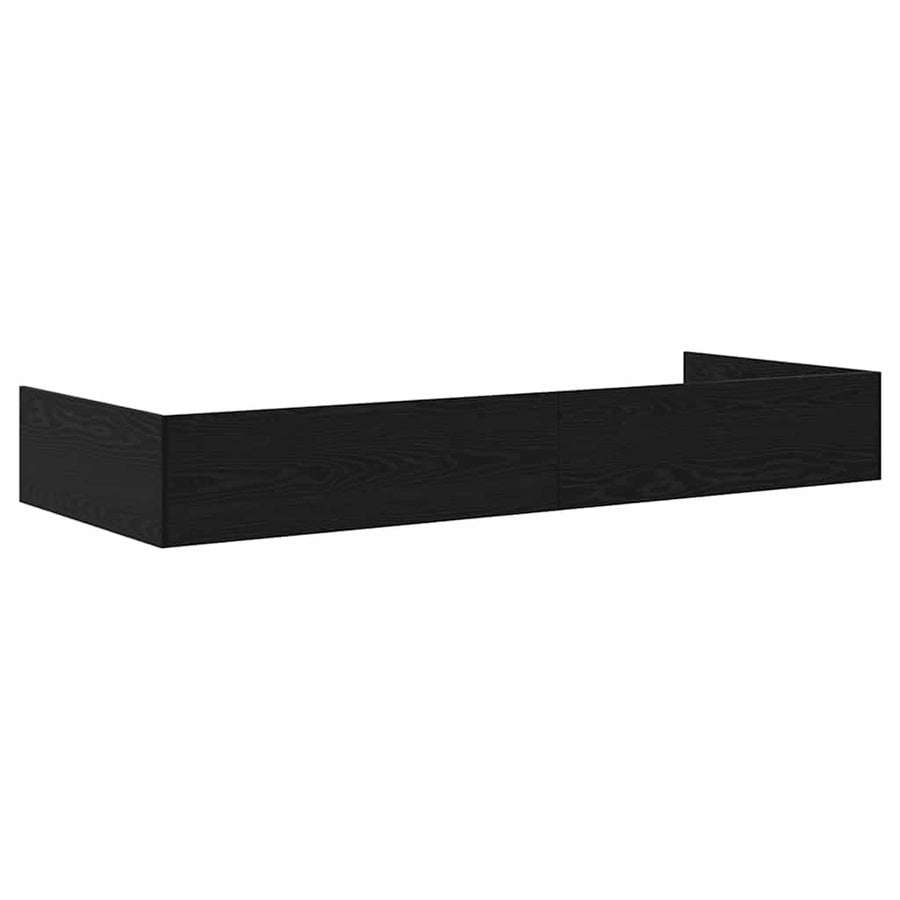 Opbergbedframe met hoofdeinde Zwart Eiken 75 x 190 cm Bewerkt hout