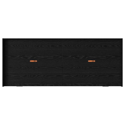 Opbergbedframe met hoofdeinde Zwart Eiken 75 x 190 cm Bewerkt hout