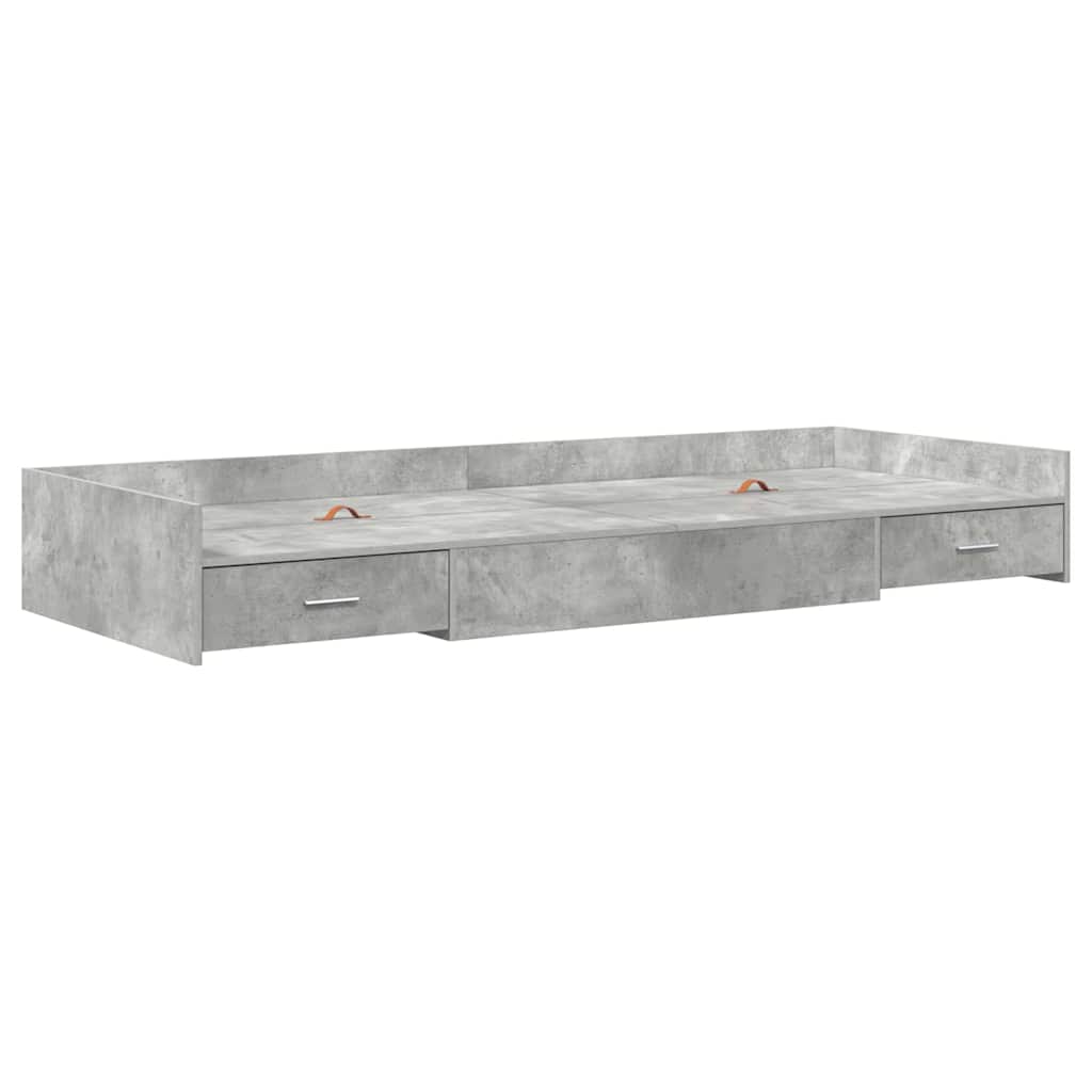 Opbergbedframe met hoofdeinde Beton Grijs 75 x 190 cm Bewerkt hout