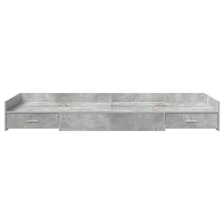 Opbergbedframe met hoofdeinde Beton Grijs 75 x 190 cm Bewerkt hout