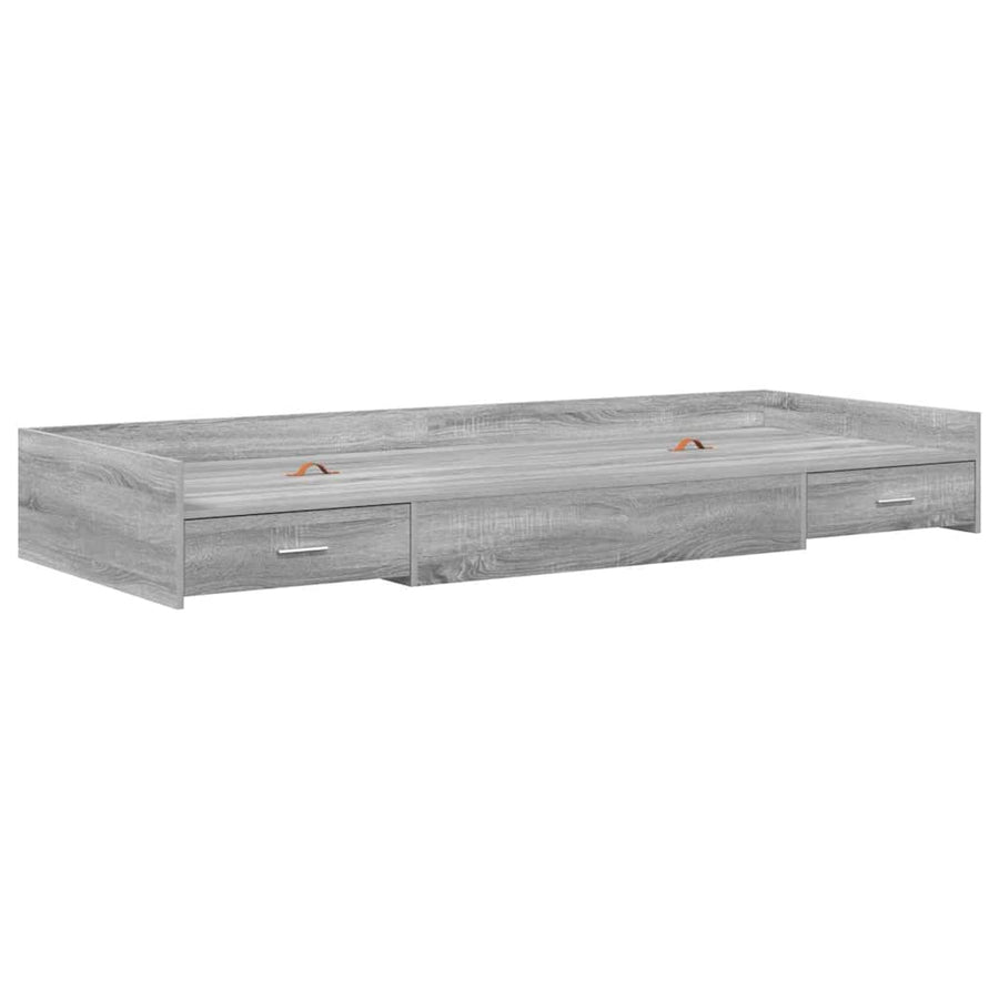 Opbergbedframe met hoofdeinde Grijs Sonoma 75 x 190 cm Bewerkt hout