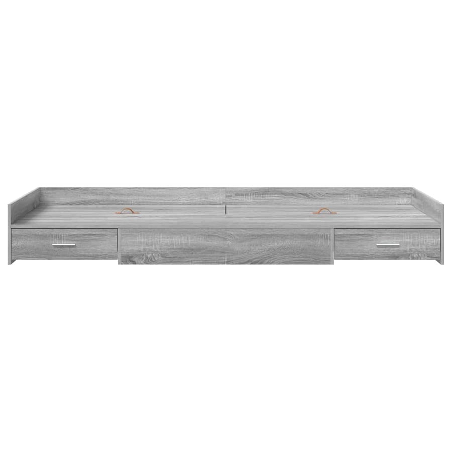 Opbergbedframe met hoofdeinde Grijs Sonoma 75 x 190 cm Bewerkt hout