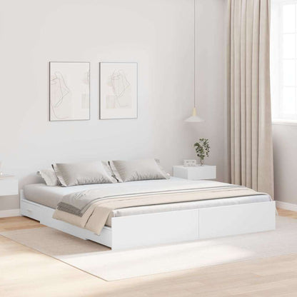 Opbergbedframe Wit 200 x 200 cm Geengineerd hout en Spaanplaat
