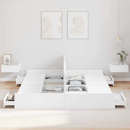 Opbergbedframe Wit 200 x 200 cm Geengineerd hout en Spaanplaat