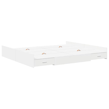 Opbergbedframe Wit 200 x 200 cm Geengineerd hout en Spaanplaat