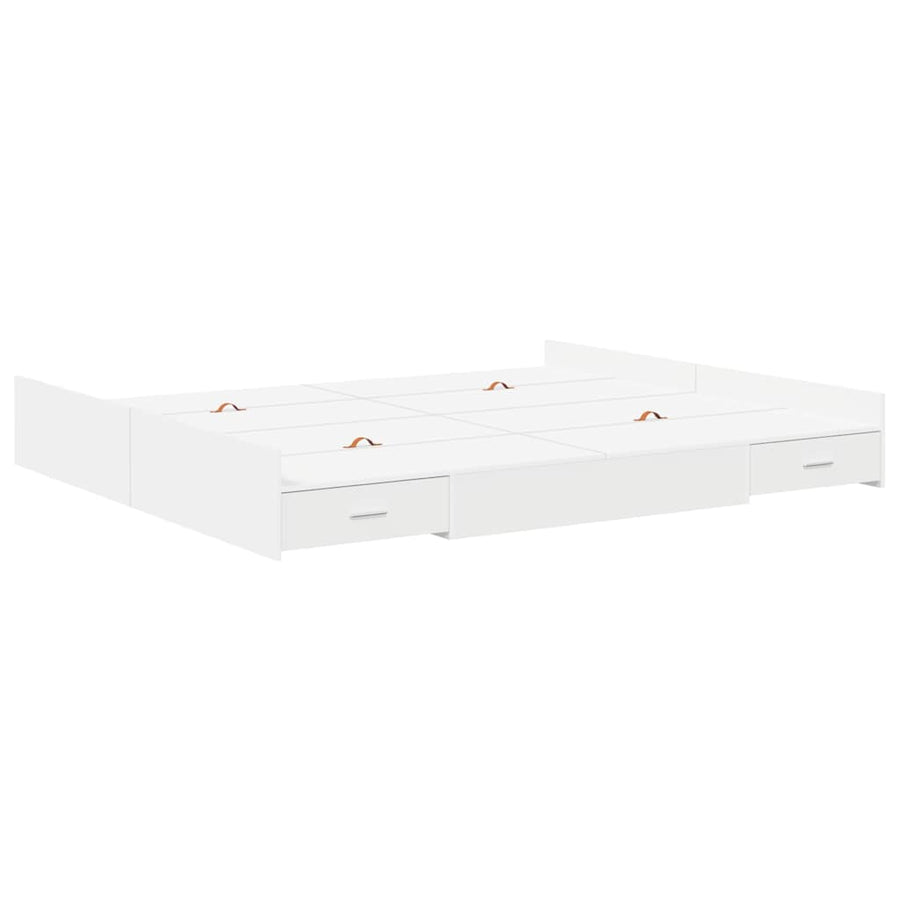 Opbergbedframe Wit 200 x 200 cm Geengineerd hout en Spaanplaat