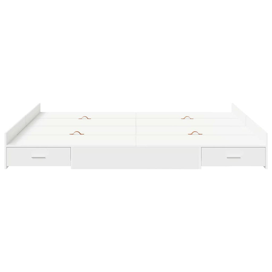 Opbergbedframe Wit 200 x 200 cm Geengineerd hout en Spaanplaat