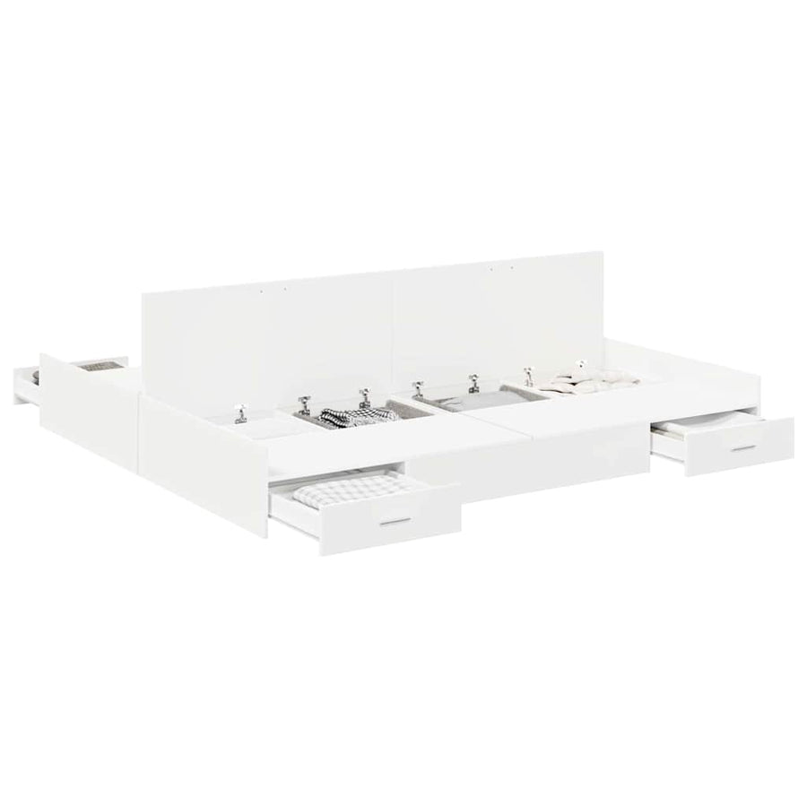 Opbergbedframe Wit 200 x 200 cm Geengineerd hout en Spaanplaat