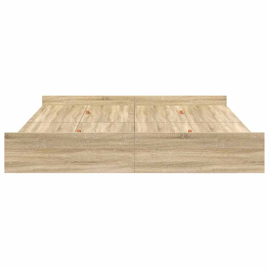 Opbergbedframe met lade met hoofdeinde met opslag Sonoma eiken 200 x 200 cm