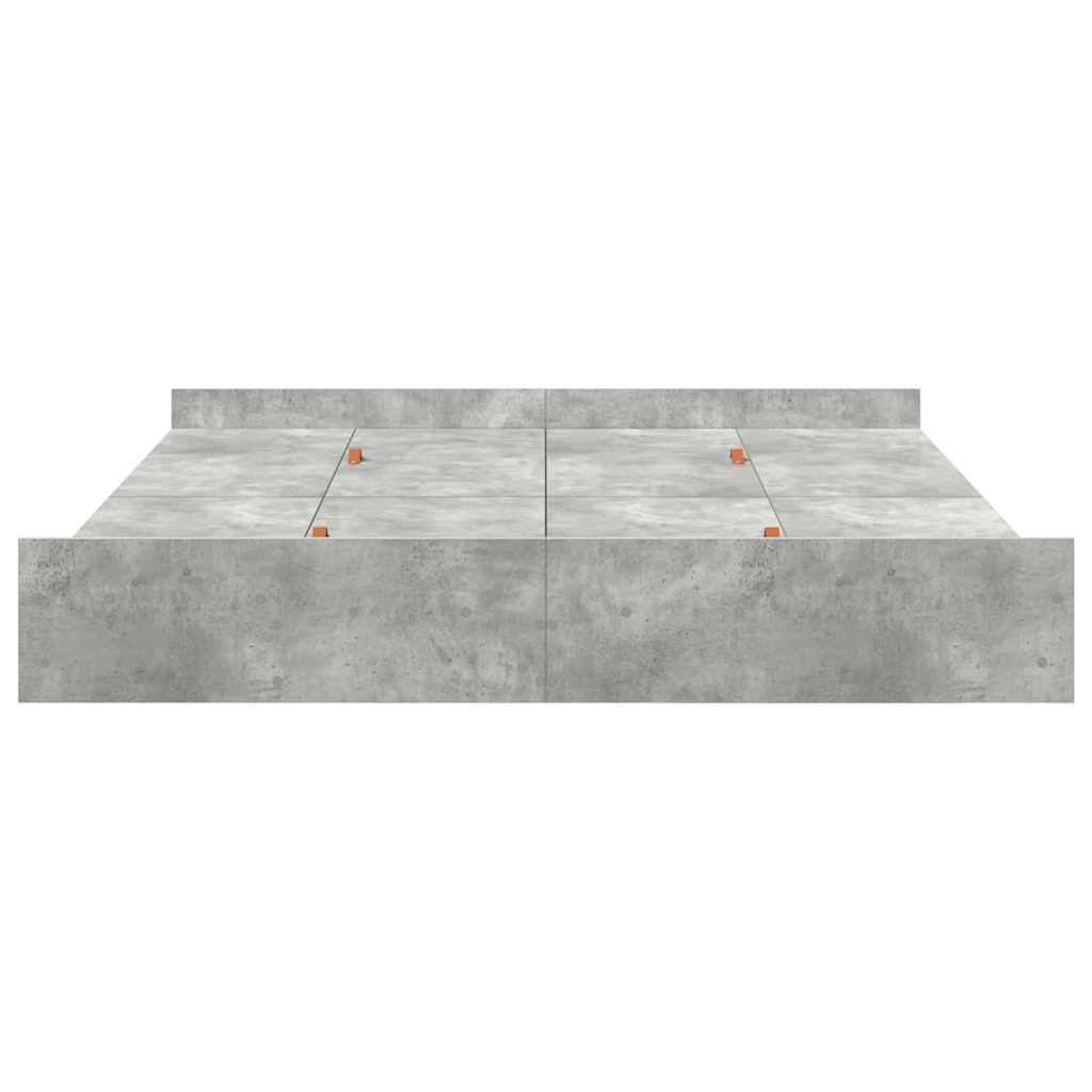 Opbergbedframe met lade met hoofdeinde met opslag Betongrijs 200 x 200 cm
