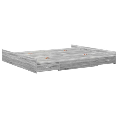 Opbergbedframe met lade met hoofdeinde met opslag Grijs sonoma 200 x 200 cm