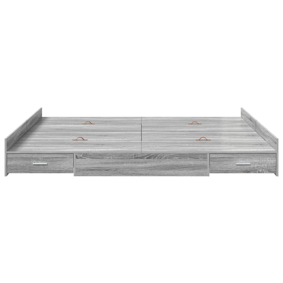 Opbergbedframe met lade met hoofdeinde met opslag Grijs sonoma 200 x 200 cm