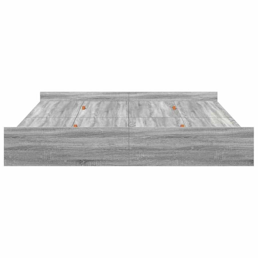 Opbergbedframe met lade met hoofdeinde met opslag Grijs sonoma 200 x 200 cm