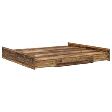 Opbergbedframe met lade met hoofdeinde met opslag Oud hout 200 x 200 cm